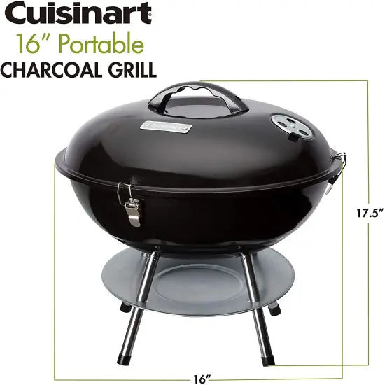 CCG-216 Portable Charcoal Grill, 16", Black & Masterbuilt MB20091621 Lump Charcoal 16 Pound, Black {4}