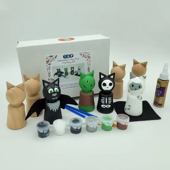 Halloween Cat Peg Doll Painting Craft Kit by Ink and Trinket Kids {3}