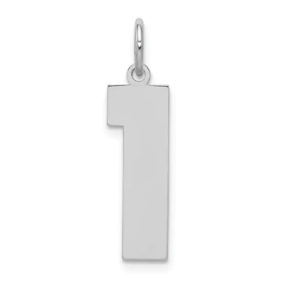 Sterling Silver Large Polished Number 1 Charm Pendant Jewerly 24mm x 10mm {1}