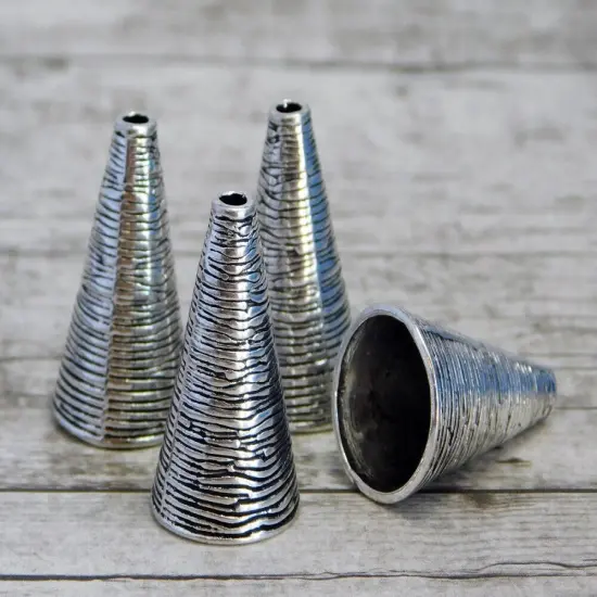 25x15mm Antique Silver Tassel Caps - 20pcs {2}