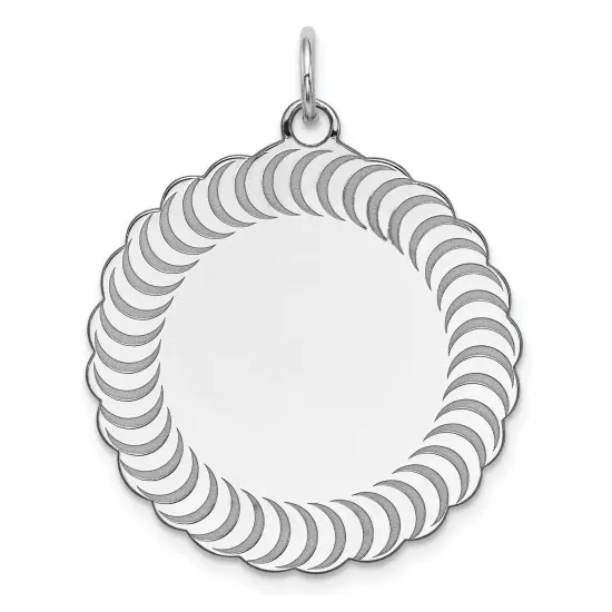 Sterling Silver Scalloped Round Charm Jewerly 28mm x 26mm {1}