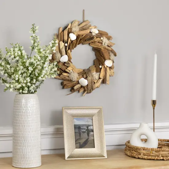 Northlight Natural Driftwood and Seashell Artificial Wreath - 14" Brown {3}