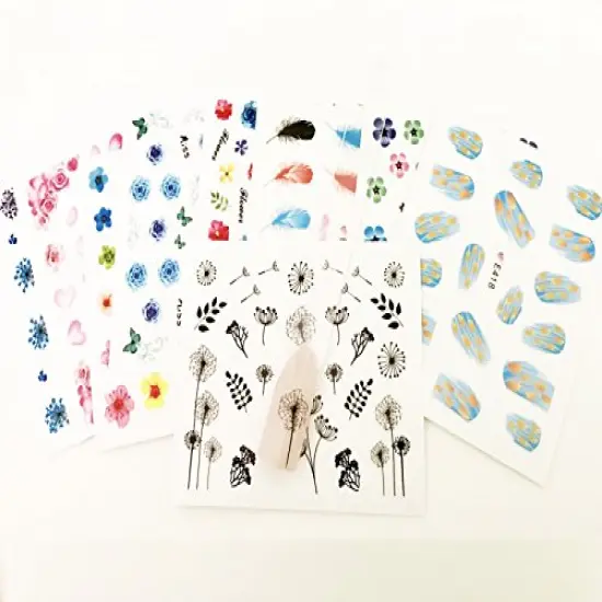 Wrapables Beauty, Feathers & Flowers Nail Art Nail Stickers 3d Nail Decals (50 sheets) {5}