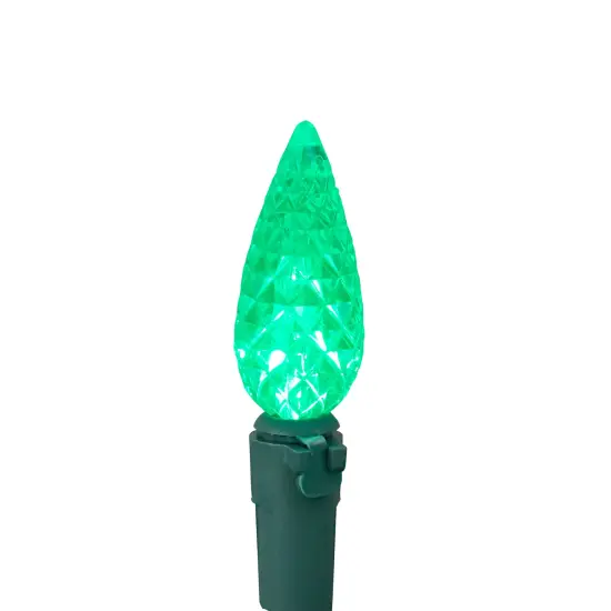 Northlight LED Faceted C6 Christmas Lights - Green - 23' Green Wire - 70ct {5}