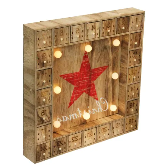 Northlight LED Lighted Advent Calendar Christmas Star Wall Decoration - 14"- Warm White Beige {4}