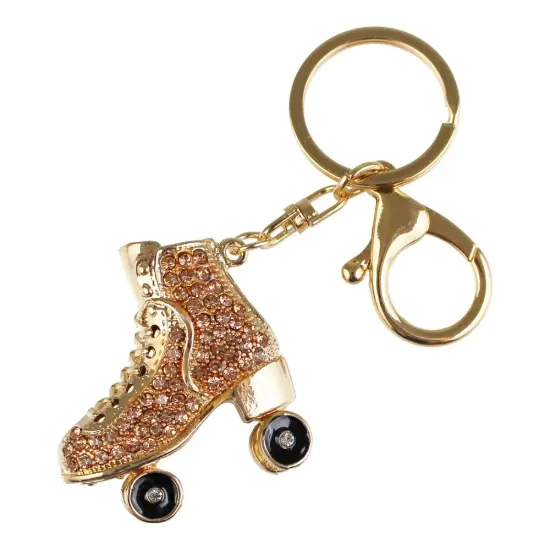 High-quality Roller Skate Rhinestone Keychain - 2 inches Metal with rhinestones | RAHEEV&reg; Pink {2}