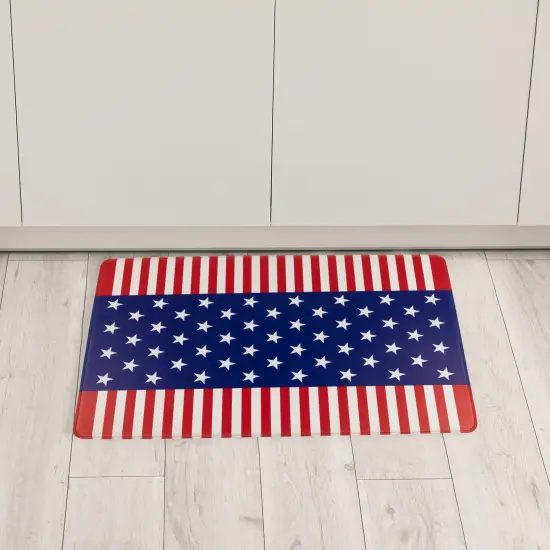 Northlight 29" Stars and Stripes Americana Kitchen Comfort Mat Blue {3}