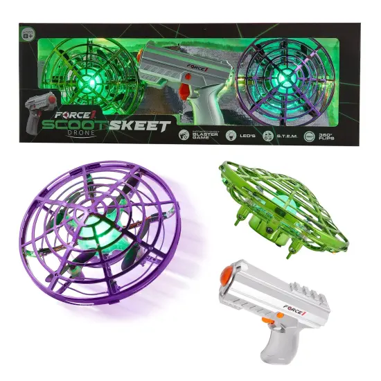Force1 Scoot Skeet Drone Electronic Shooting Game For Kids and Adults- Purple/Green {1}