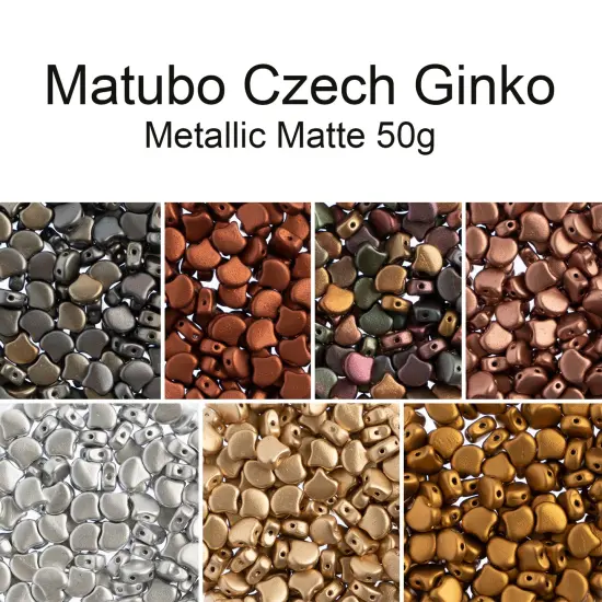 John Bead Czech Glass Metallic Matte Ginko Beads, 50g Bronze Aluminium {3}