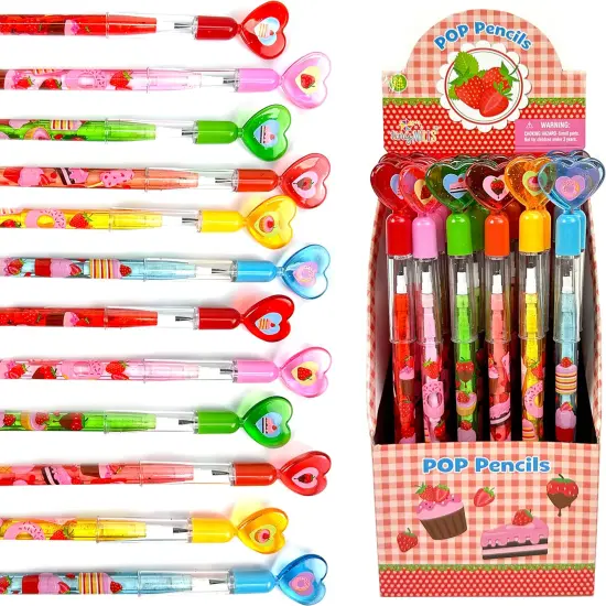 TINYMILLS 24 Pcs Assorted Strawberry Stackable Pencil Assortment with Eraser {1}