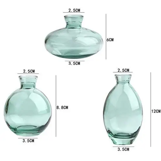 Set of 3 Mini Glass Vases- Green {3}