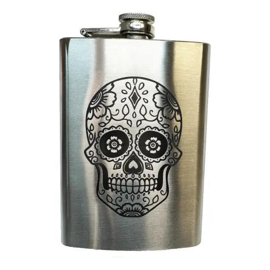 8oz sugar skull Stainless Steel flask {1}