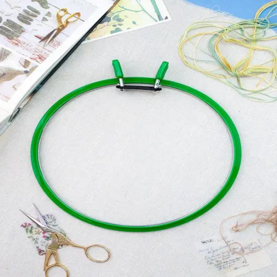 Large Spring Metal Embroidery Hoop Nurge 160-1 Deep Green {2}