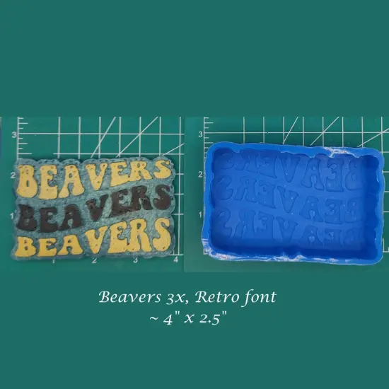 Beavers 3x Retro Font School Mascot Silicone Freshie Mold {1}