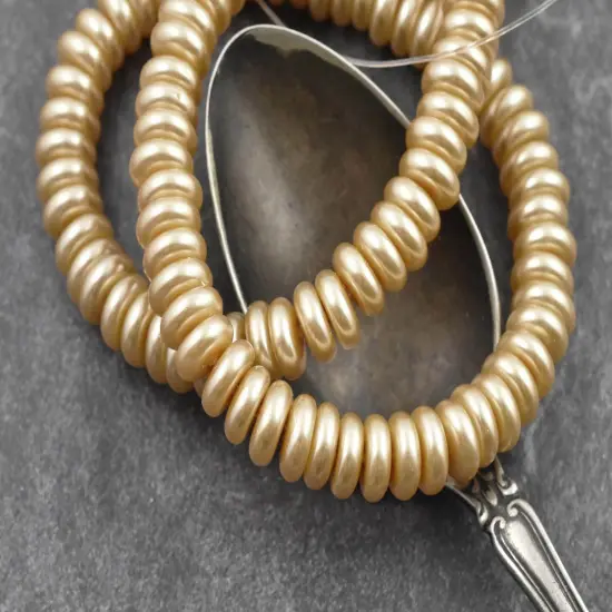 8x3mm Champagne Celestial Pearl Rondelle Beads (16" Strand) {1}