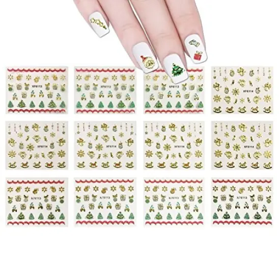 Wrapables 1200+ Festive Holiday Nail Stickers Christmas Nail Art Stickers (50 sheets) {1}