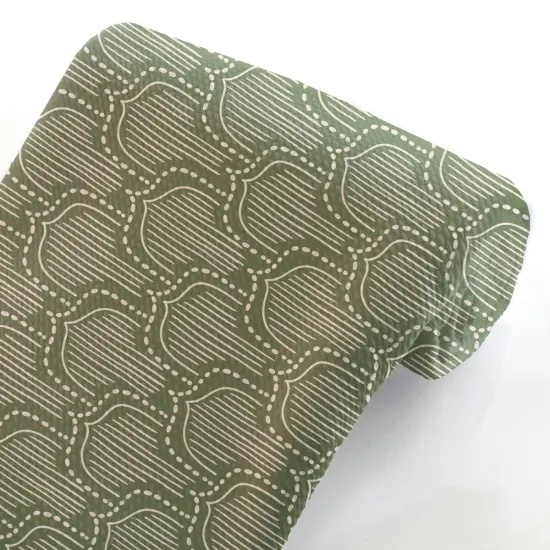 Moss Green Abstract Boho Leaf Bullet Fabric 1 yard {5}