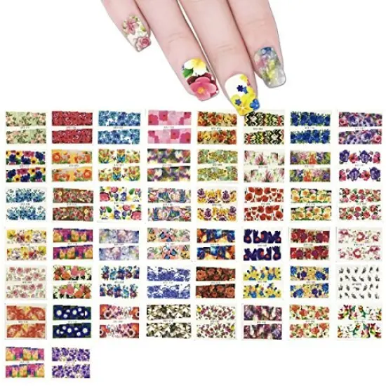 Wrapables Colorful Floral Water Nail Art Water Nail Decal (50 sheets) {1}
