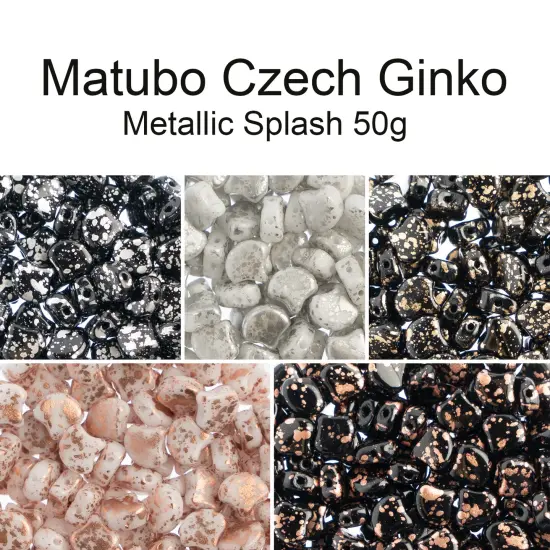 John Bead Czech Glass Splash Ginko Beads, 50g Chalk Copper {3}