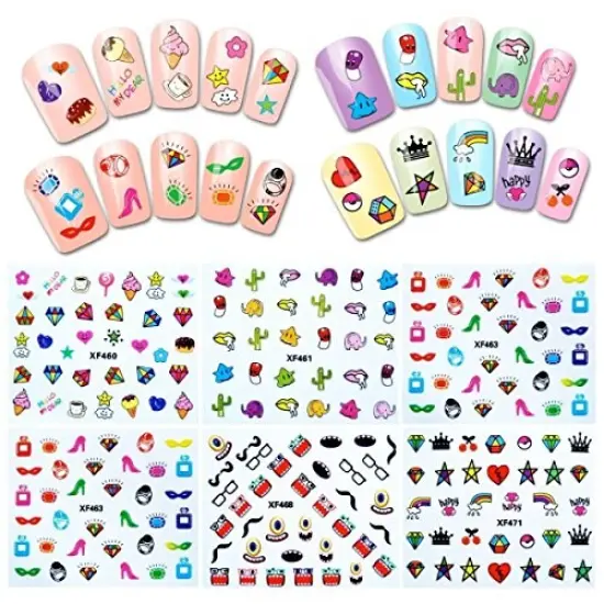 Wrapables 30 Sheets Funky Patterns Nail Art Nail Stickers 3d Nail Decals Nail Art for Children {1}