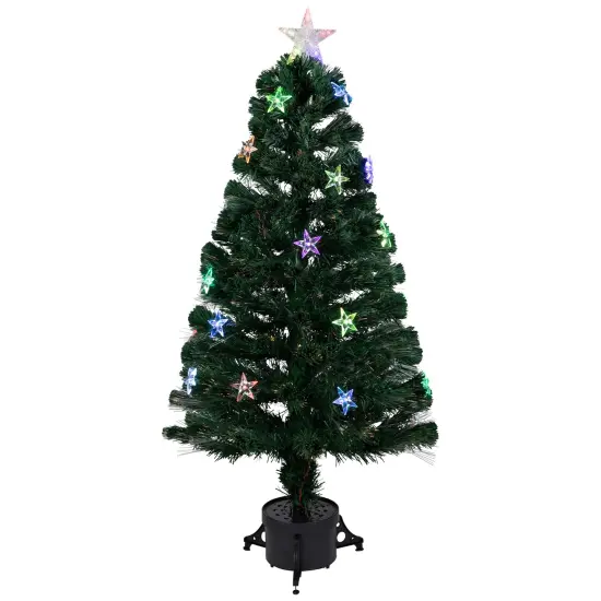 Northlight Pre-Lit Color Changing Fiber Optic Artificial Christmas Tree with LED Stars - 3' - Multicolor Lights Green {1}