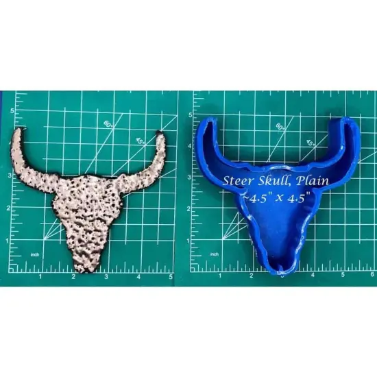 Steer Skull - Flat Front - Silicone Freshie Mold {1}