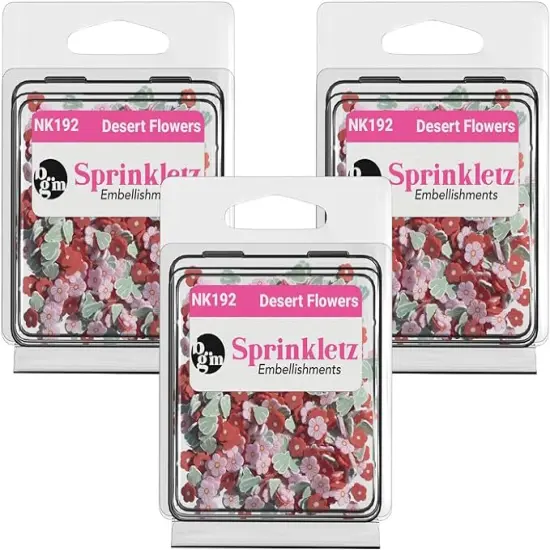 Buttons Galore Sprinkletz DIY Craft Embellishment Polymer Clay Pieces For Slime & Crafts 36 Grams - 3 Packs of Desert Flowers {1}