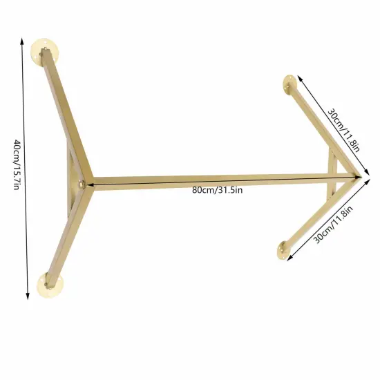 Kitcheniva Wall Mounted Gold Clothes Hanging Rail Rack {4}