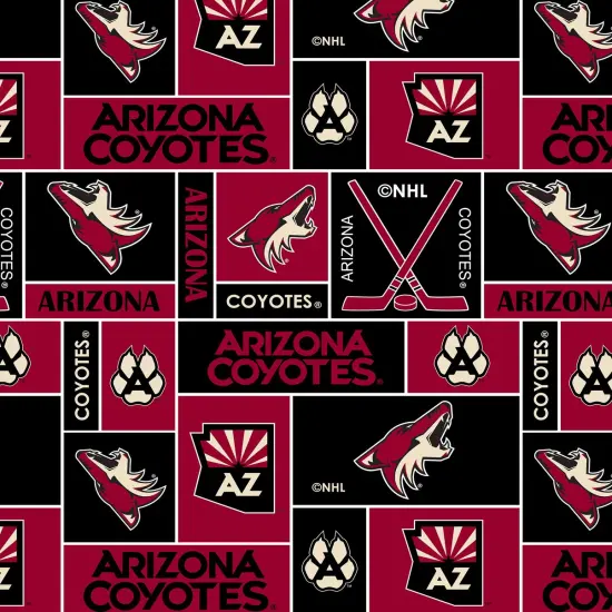 Sykel Enterprises NHL Team Fleece Blanket Fabric-Arizona Coyotes Geometric Fleece Fabric {1}