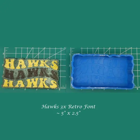 Hawks 3x Retro Font School Mascot silicone Freshie Mold {1}