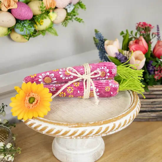 Northlight Floral Easter Carrot Decorations - 10.25" - Set of 3 Purple {3}
