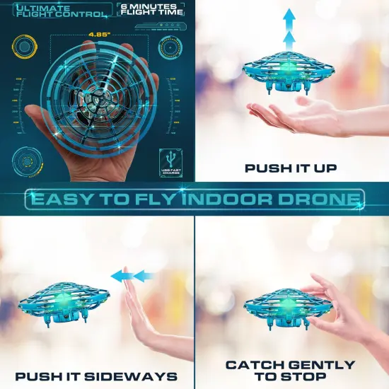 Force1 Scoot Skeet Drone Electronic Shooting Game For Kids and Adults- Pink/Blue {5}