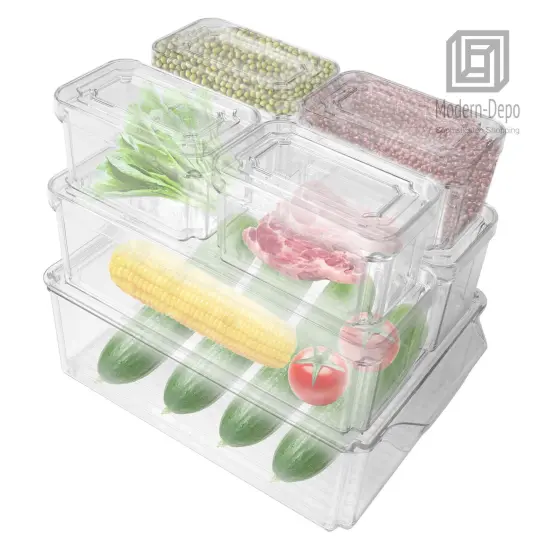 7 PCS Refrigerator Organizer Bins Food Containers with Various Size Storage Bins {1}