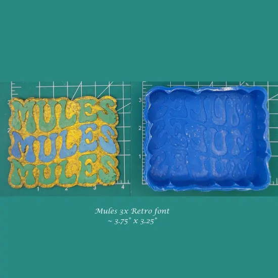 Mules 3x Retro Font School Mascot Silicone Freshie Mold {1}