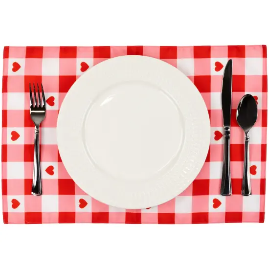 Northlight Checkered Hearts Valentine's Day Placemats - 18" - Set of 4 Red {7}