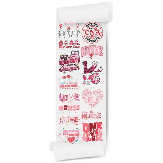 Valentine's Nurse CNA 20x60 Direct-to-Film Gang Sheet for DTF Transfer {2}