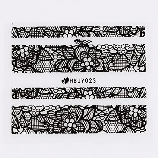 Wrapables Black & White Lace Nail Stickers Fashionable 3D Nail Art (20 sheets) {3}