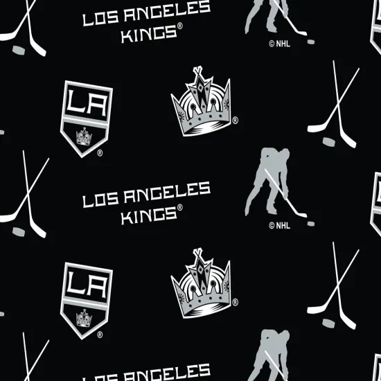 Sykel Enterprises NHL Team Fleece Blanket Fabric-Los Angeles Kings Classic All Over Fleece Fabric {1}
