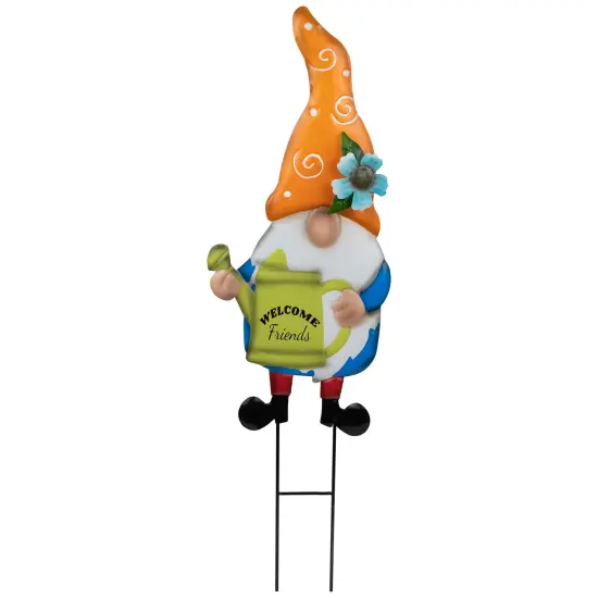 Northlight Welcome Friends Gnome Spring Outdoor Garden Stake - 22" - Orange {1}