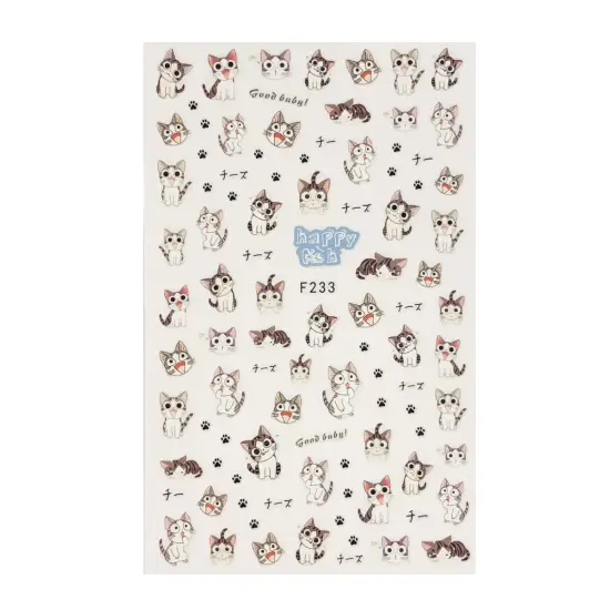Wrapables 3 Sheets Love for Cats Nail Art Kitty Cat Nail Stickers {1}