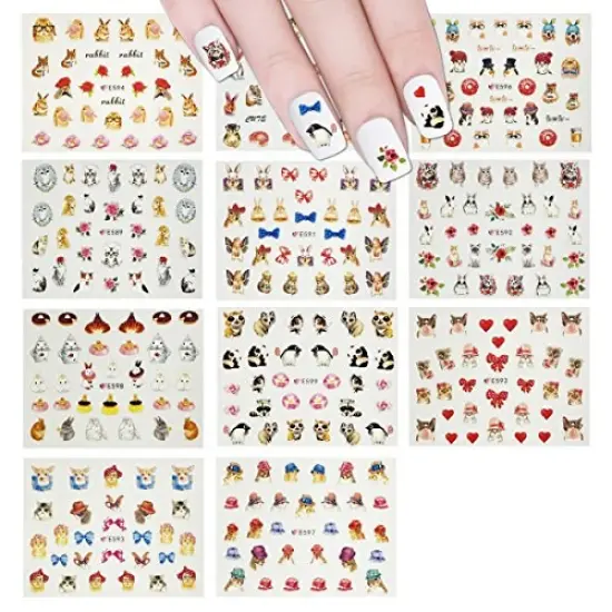 Wrapables Furry Animals Nail Stickers 3D Nail Art (330+ Nail Stickers/11 sheets) - Cats, Rabbits & Pandas Nail Stickers {1}
