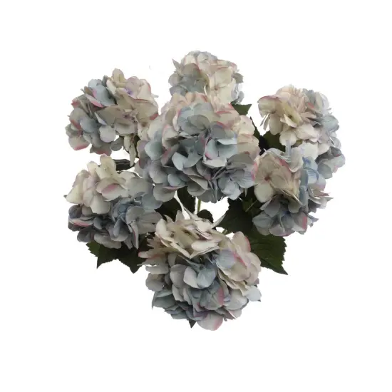 UV Mixed Blue Hydrangea Bush with 7 Silk Flowers & Leaves by Floral Home&reg; {1}