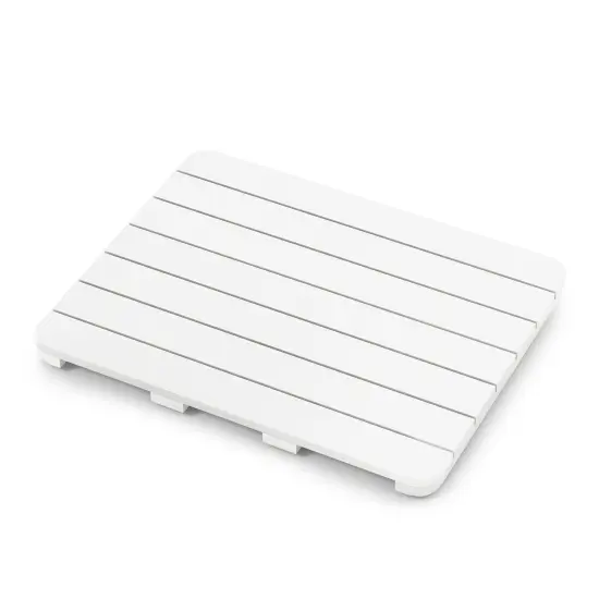 Costway 23.5" x 19" Bath Mat HIPS Spa Shower Mat for Bathroom with Non Slip Foot Pads Brown/White {8}