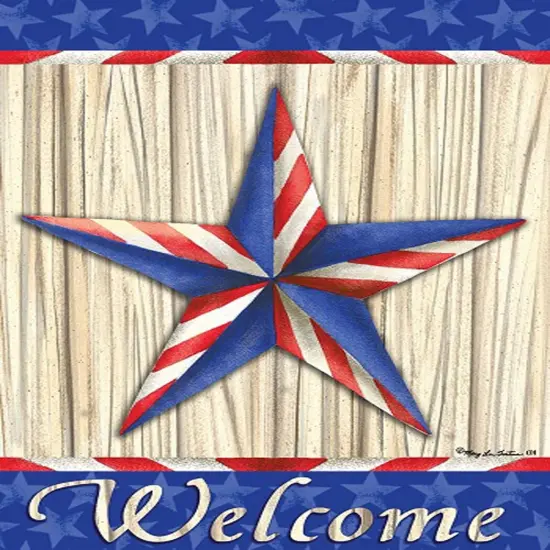 Patriotic Star Banner 2 Sided House Flag Welcome {1}