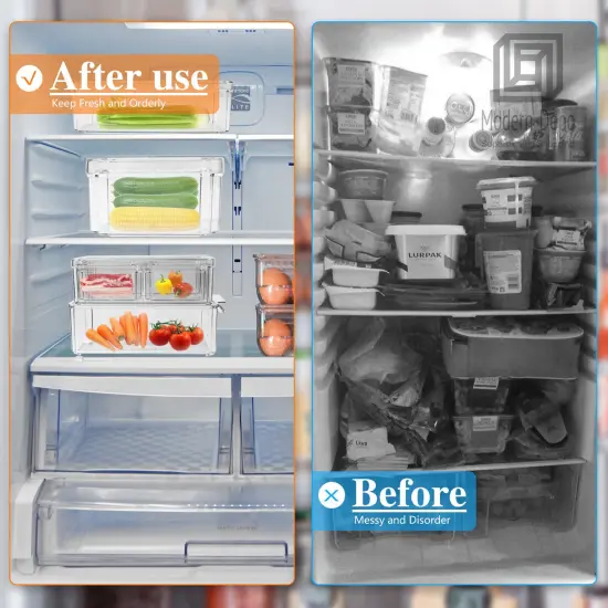 7 PCS Refrigerator Organizer Bins Food Containers with Various Size Storage Bins {4}