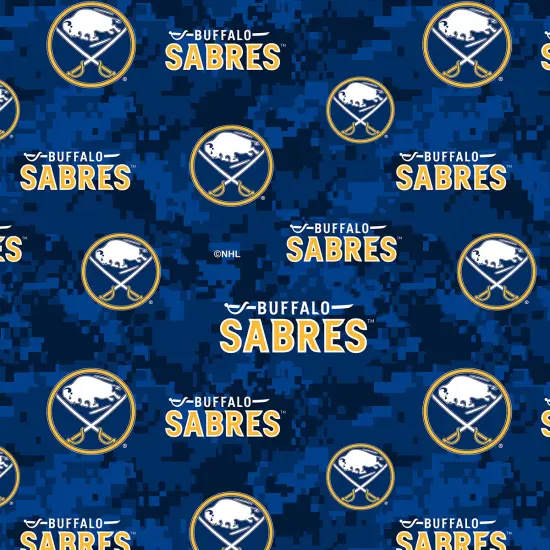 Sykel Enterprises NHL Team Fleece Blanket Fabric-Buffalo Sabers Digi Camo Fleece Fabric {1}