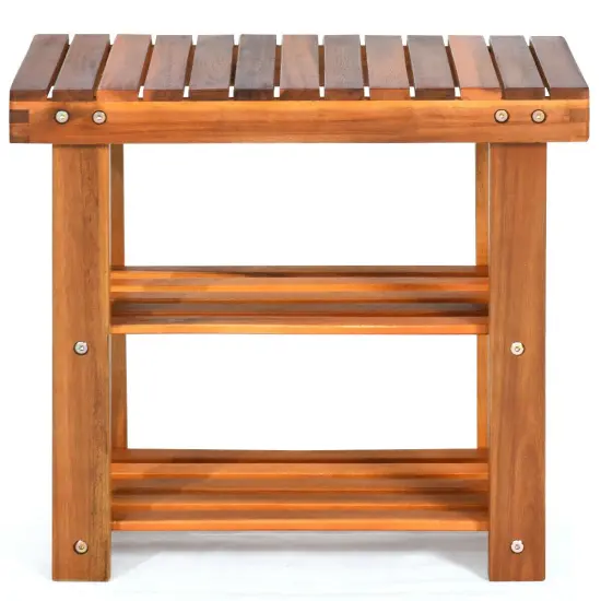 3-Tier Wood Shoe Rack 19' Shoe Bench Boots Organizer {2}