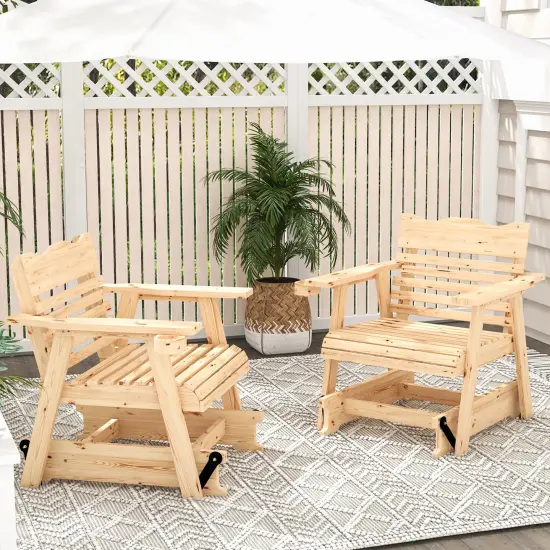 Outdoor Wood Rocking Chair with High Back and Widened Armrests {1}