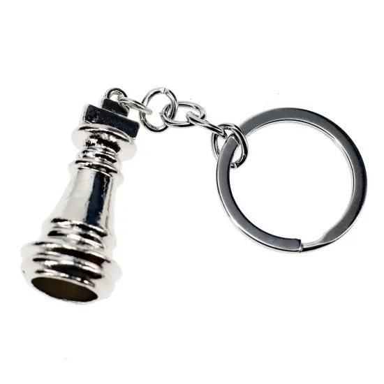 WE Games Metal Chess Piece Keychain - Silver King {2}