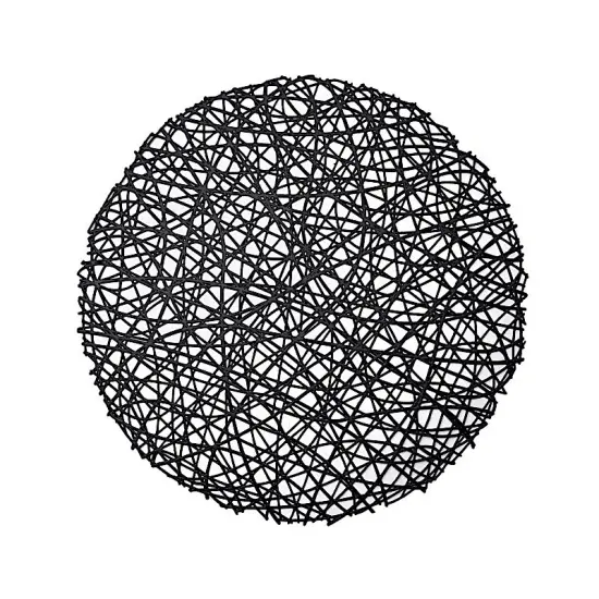 6 pcs 15" wide Round Vinyl String Placemats Black {1}